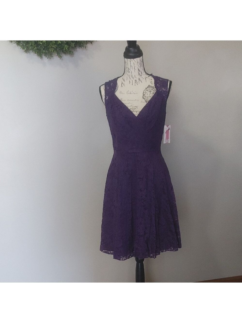 Jasmine B2 Purple V-Neck Sleeveless Fit and Flare Cocktail Dress 10